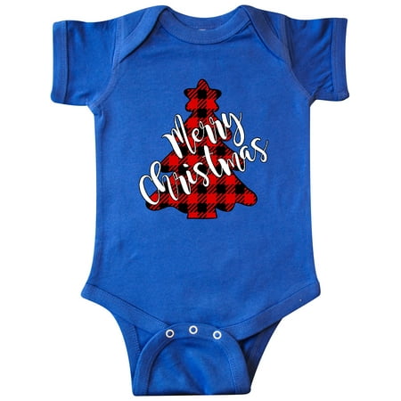 

Inktastic Red Buffalo Plaid Christmas Tree Gift Baby Boy or Baby Girl Bodysuit