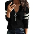 thumbnail image 3 of SpringTTC Women's Long Sleeve 1/2 Zip Front Round Neck Top Tees, 3 of 4
