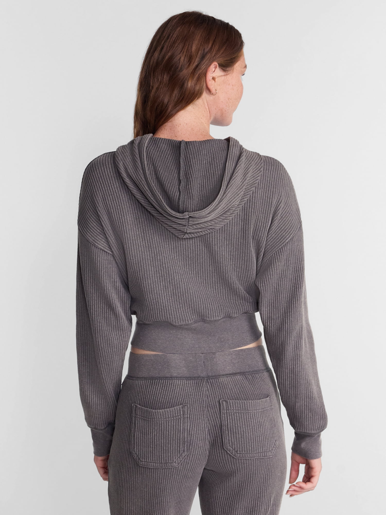 No Boundaries Waffle Knit Hoodie, Women's XXS-XXL