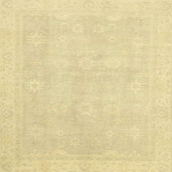 Ahgly Company Machine Washable Indoor Square Abstract Mustard Yellow Area Rugs, 5' Square