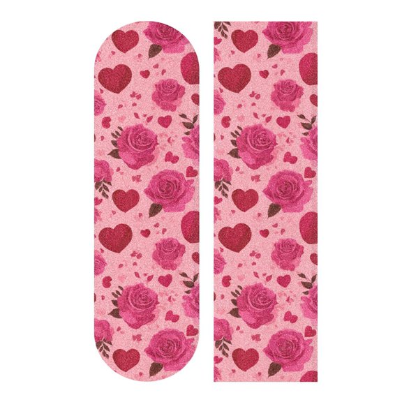 33"x9" Skateboard Grip Tape Protector Sheets Nonslip Protection Griptape Sheet for Outdoor Sports Red Valentine's Day Pattern