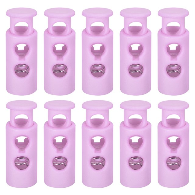 Unique Bargains 30Pack 4mm Cord Lock Plastic Double Hole Spring Toggle Stoppers, Purple