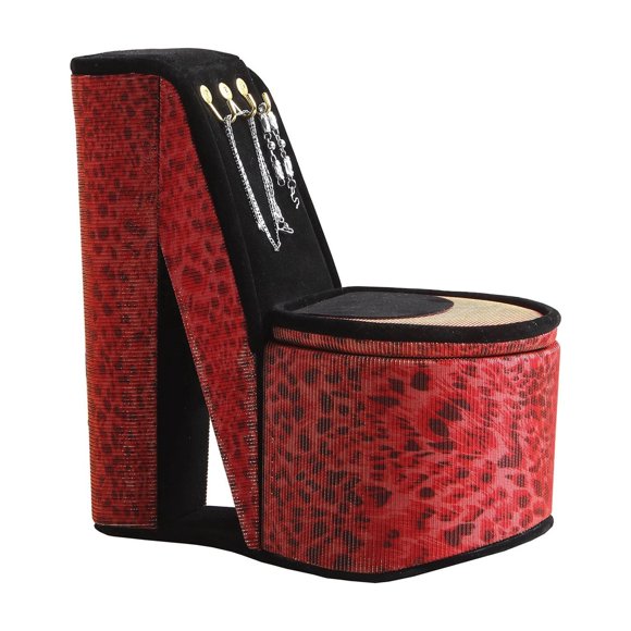 Caja de Joyas ORE 23 cm Estampado de Leopardo con Exhibidor de Zapato de Tacón Alto
