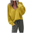 thumbnail image 2 of Aloohaidyvio Sweaters for Women,Women Fashion V-Neck Loose Pullover Solid Color Long Sleeves Sweater Tops, 2 of 5