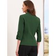 thumbnail image 3 of DARING DIVA Women's 3/4 Sleeve Shawl Lapel Work Blazer with Pockets S Dark Green, 3 of 6