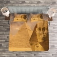 thumbnail image 3 of Ambesonne Egyptian Quilted Bedspread Set 3 Pcs, Sphinx Old Face, King Size, Amber Sand Brown, 3 of 3