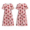 thumbnail image 3 of Bixox Women's Short Sleeve Summer Dress Loose Swing Knee Length Dresses with Pockets-Cute Ladybugs 1, 3 of 7