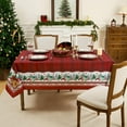 thumbnail image 3 of AUR Christmas Checkered Rectangle Tablecloth, Winter Holly Bell Table Cloth, Red Buffalo Plaid Xmas Table Cover for Dining, Party, Holiday Decor - 52 x 70 Inch, 3 of 16