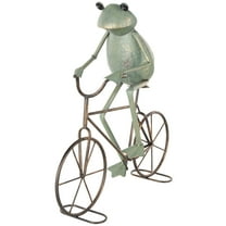 DecMode 19" On Bicycle Frog Garden Sculpture with Gold Accents