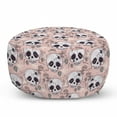 thumbnail image 1 of Skull Pouf Cover with Zipper, Halloween Traditional Mexican Sugar Day of the Dead Roses Horror Folk Pattern, Soft Decorative Fabric Unstuffed Case, 30" W X 17.3" L, White Blush Black, by Ambesonne, 1 of 5