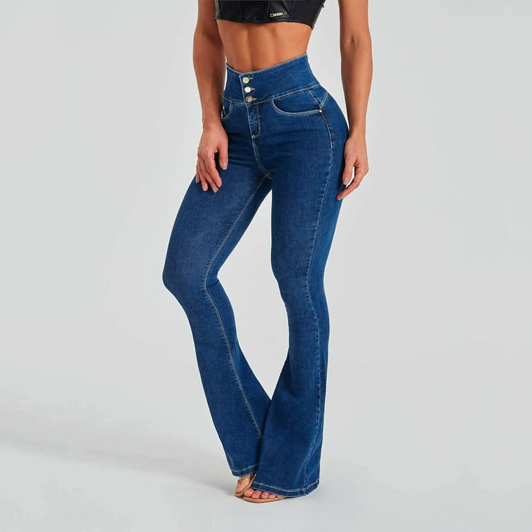 Durtebeua Bell Bottom Jeans for Women Ripped High Waisted Classic