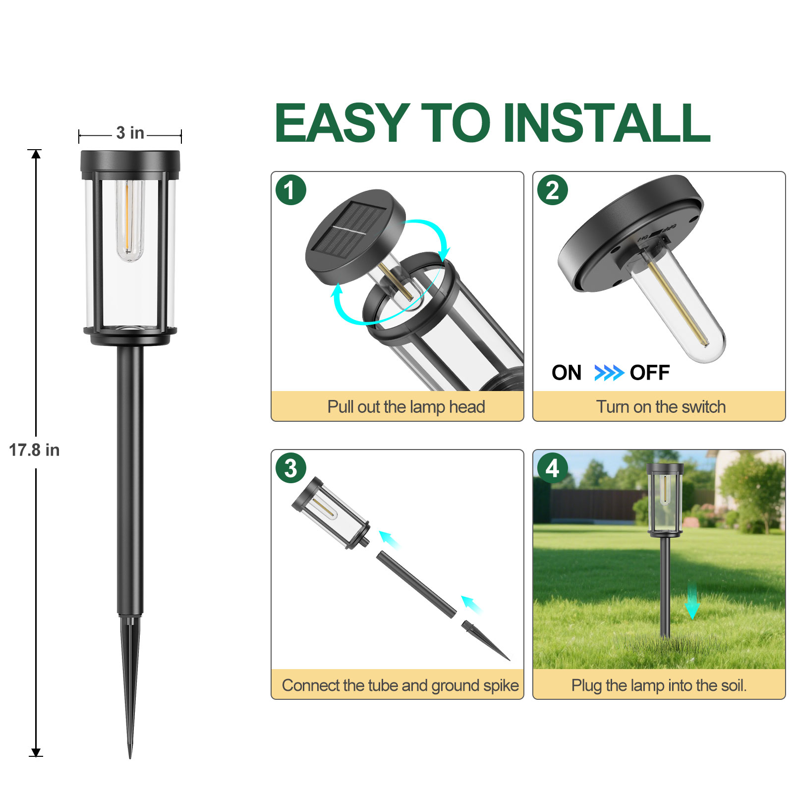 [10 Pack] Solar Lights Outdoor Waterproof for Garden Walkway Pathway Lawn Yard Decorative Modern Landscape Lighting. (Warm White, 10)