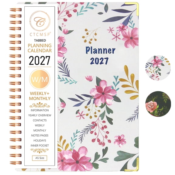CTCMSP Planner 2027,2027 Weekly and Monthly Planner,Spiral Yearly Calendar Planner with Colorful Tabs,6.3"x8.5",JAN 2027 - DEC 2027,Perfect Daily Campus & Home Supplies