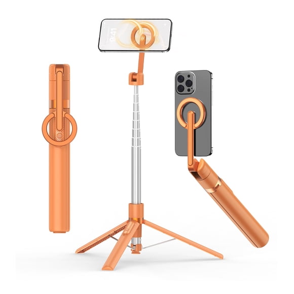 Trípode palo selfie TONEOF 173 cm con soporte magnético y control remoto, naranja