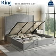 Jocisland Lift Up Storage Bed King Size, Upholstered Platform Bed Frame