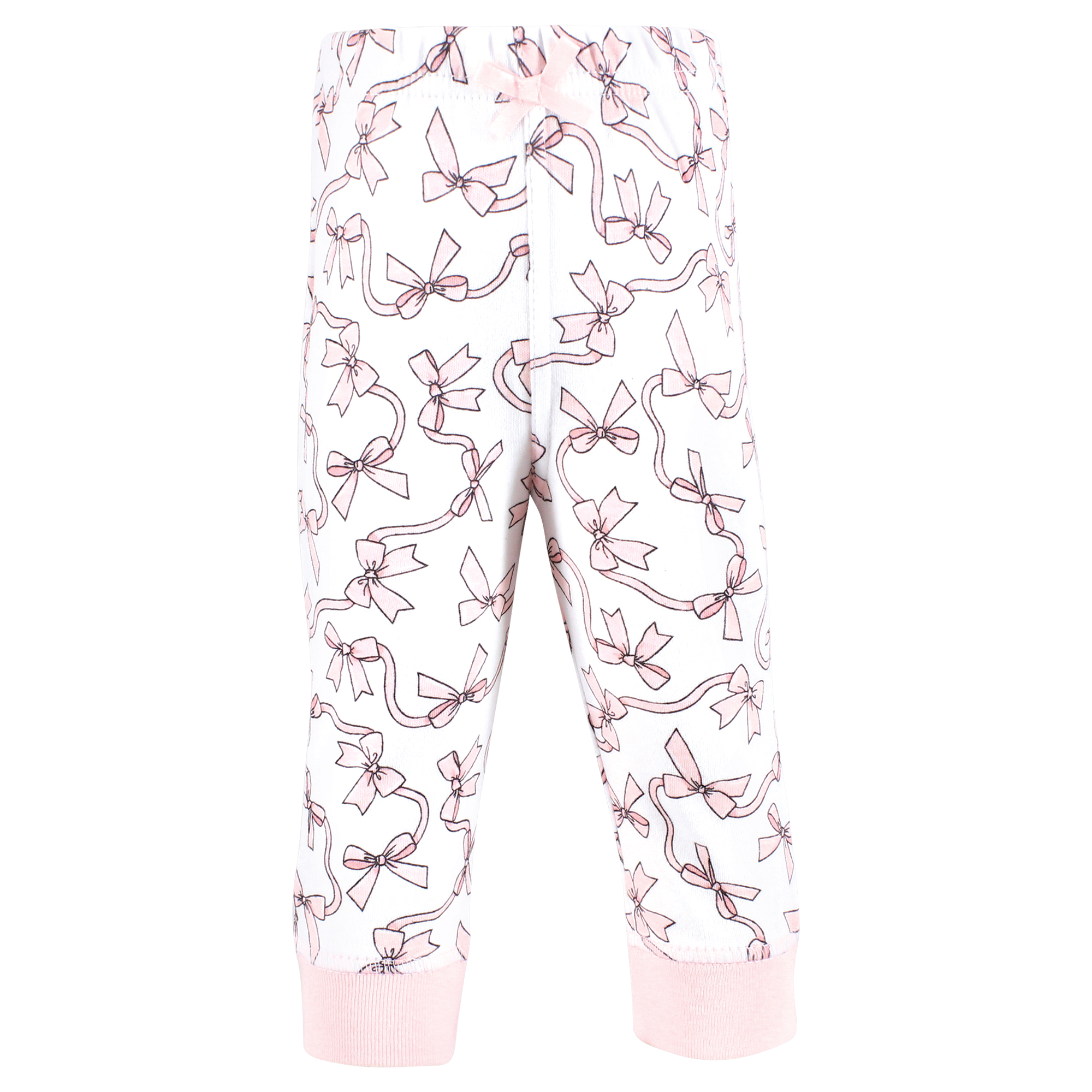 Hudson Baby Girls Cotton Pants and Leggings, Pink Bows, 12-18 Months