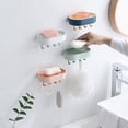 thumbnail image 4 of Billuyoard Jabonera de baño, soporte de caja de jabón de baño montado en la pared con gancho, estante de almacenamiento de esponja, plástico para Juegos de accesorios de baño Verde Billuyoard HA003097-01, 4 of 6