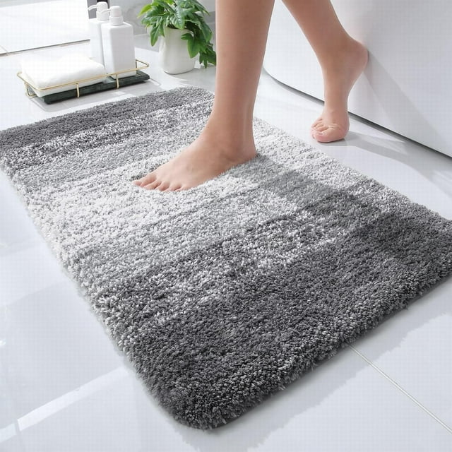 ViLaViDeca Bathroom Rug Mat Extra Soft And Absorbent Microfiber Bath Rugs Non Slip Plush Shaggy Bath Carpet Machine Wash Dry Bath Mats For Bathroom Floor Tub And Shower Grey, 19.7 x 23.6 Inches Gray