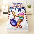 thumbnail image 3 of Erosebridal Teens Sport Baseball Twin Sheet Sets 3pcs,Ice Cream Drip Dessert Bedding For Boys Girls,Blue Pink, 3 of 5