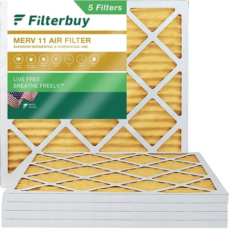 

Filterbuy 13.25x13.25x1 MERV 11 Pleated HVAC AC Furnace Air Filters (5-Pack)