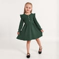 thumbnail image 3 of Hotiary 2-7Y Girls Fall Winter Casual Ribbed Knit Dresses Ruffle Long Sleeve Sweater Dress Button Party Holiday Dress, 3 of 8