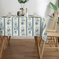 thumbnail image 6 of Rectangle Tablecloth with Wave Lace 60x84 Inch, French Blue Floral Rectangle Table Cloth Waterproof Stain Resistant Table Covers Polyester Table Cloth for Kitchen Dinning Tabletop Outdoor, 6 of 8