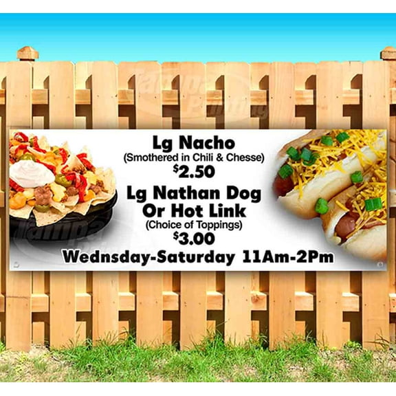 Hot Dogs And Nachos 13 oz Vinyl Banner With Metal Grommets