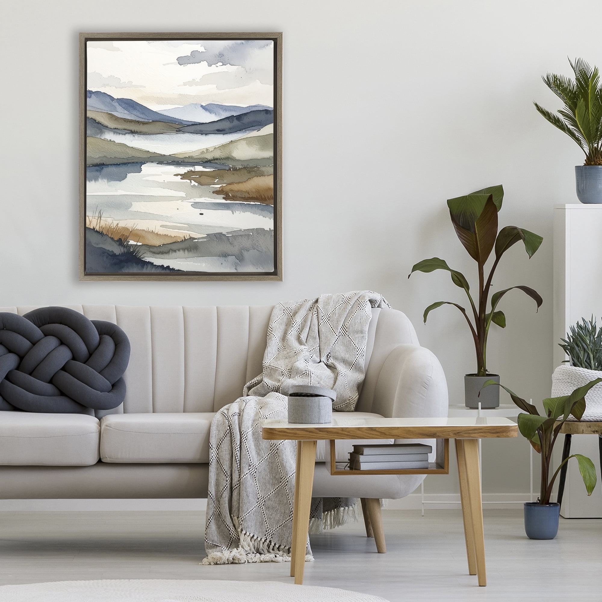 Stupell Industries Flow Of Water Pond Brown Framed Floater Canvas Wall Art, design by Alonza Saunders