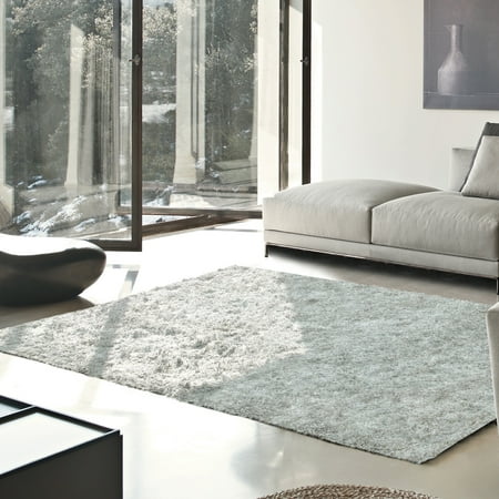 Shag Apple Green - Superior Elegant and Soft Hand Woven Solid Shag Area Rug