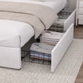 thumbnail image 7 of VECELO Upholstered Platform Bed Frame with 4 Storage Drawers, King Size Bed Frame with Adjustable Headboard, No Box Spring Needed, White, 7 of 7