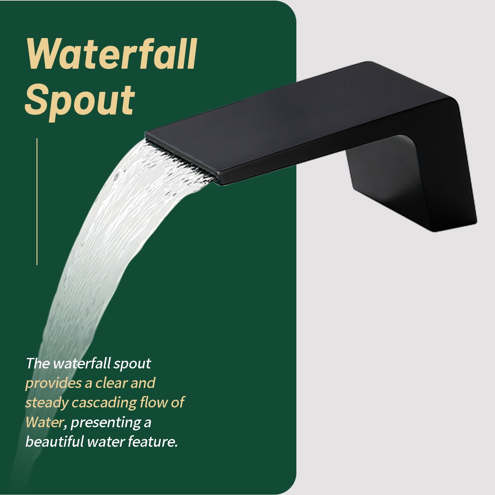 Cobbe Single Handle Bathroom Bathtub Faucet with 3.5-Inch Wide Waterfall Spout and Handheld Shower 3-Hole Deck Mount Matte Black