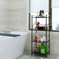 thumbnail image 2 of 4 Tier Metal Shelving Unit, Kitchen Storage Shelf Rack,Free Standing Shelving Unit Heavy Duty Shelves Rack Bathroom Shelf Plant Standfor Pantry Closet Kitchen Laundry,Black Simulated marble texture, 2 of 6