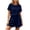 Navy, variant on Hurxie Women 2 Piece Shorts Set Casual Summer Cruise Outfits Ribbed Loose Short Sleeve Pocket Matching Lounge Sets Army Green,L