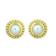 thumbnail image 1 of Jewelili 10K Yellow Gold with 4 MM Round Button Pearl Stud Earrings, 1 of 4