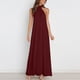 thumbnail image 2 of Vestido largo de verano para mujer, cuello halter cruzado, sin mangas, color sólido, recortado, sin espalda, fluido, línea A Pompotops ghjkhdj4026, 2 of 7