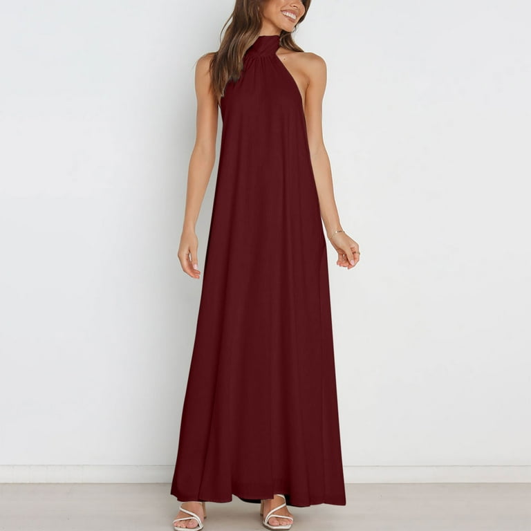 Elegant Vacation Backless Without Belt Halter A Line Dresses(6 Colors) Elegant Vacation Backless Without Belt Halter A Line Dresses(6 Colors)
