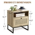 thumbnail image 6 of Rattan Nightstand, Boho Side Table with Drawer & Open Shelf, Accent Bedside End Table with Metal Legs for Bedroom, Dorm and Small Spaces, 6 of 7