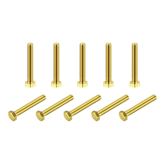 Unique Bargains Brass Hex Bolts, M6x40mm 10 Pack Fully Thread Grade 4.8 Machine Screws