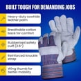 thumbnail image 3 of Rugged Blue Leather Palm Work Gloves - Medium | Gloves for Heavy Duty Work | Leather Work Gloves with Reinforced Knuckles and Durable Cotton Back | Ideal for Working on The Job, 3 of 6