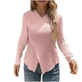 thumbnail image 5 of Womens Tops 2026 Plus Size Fashion Shirts Casual Solid Color Crew-neck Metal Button Knit Base Long Sleeve Crew-neck Top/shirt, 5 of 9
