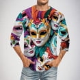 thumbnail image 2 of Jinhomg Mardi Gras T-Shirts for Men Funny 2026 Trendy Carnival Mask Graphic Tees Big and Tall Casual Comfy Short Sleeve Party Tops Streetwear White XXXXXL, 2 of 5