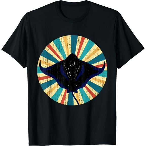 Scuba Diving Ocean Animal Manta Stingray Retro Manta Ray T-Shirt