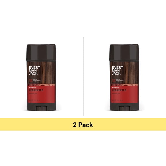 Every Man Jack Body Deodorant, Cedarwood, 3 oz - 2 Pack