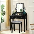 thumbnail image 2 of Costway Vanity Dressing Table Set w/ 10 Dimmable Bulbs Touch Switch Cushion Stool Black, 2 of 10
