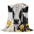 thumbnail image 6 of Farmhouse Cow Blanket Soft Cozy Warm Throw Blanket for Couch, Plush Fuzzy Flannel Fleece Blankets for Sofa, Spring Pastoral Yellow Floral Vintage Bed Blankets Lightweight Gifts for Women, 50"x80", 6 of 9