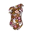 thumbnail image 7 of Fotbe Flower Bunny Women's One Piece Swimsuits One Shoulder Swimwear Ruched Tummy Control Bathing Suits Cutout Monokini-XX-Large, 7 of 7