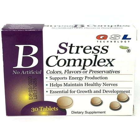 B6 Complex - GSL stress B complex & vit C E zinc B12 B6 B2 B3 Folic Acid 30 tablet box