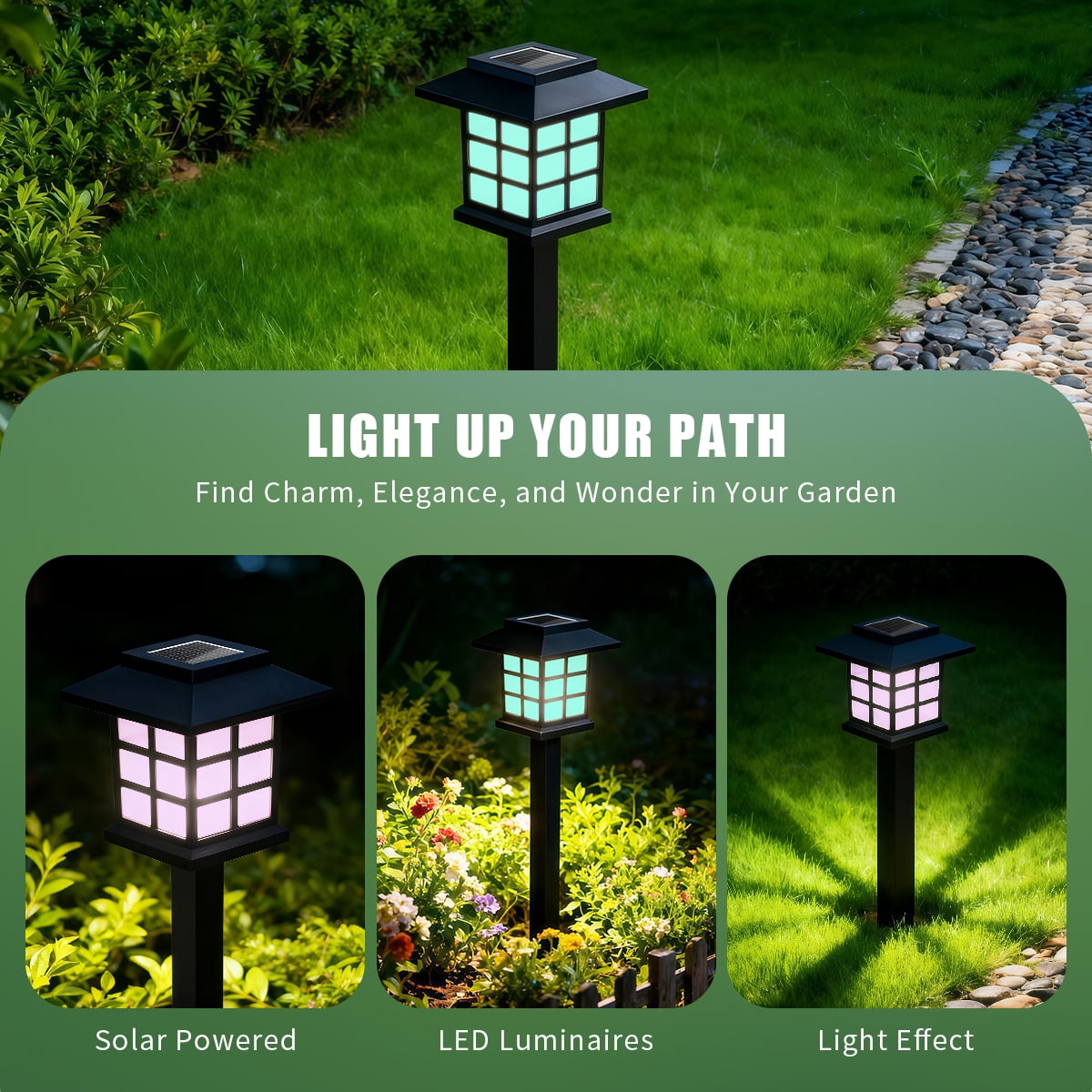 24 Pack Solar Lights Outdoor Decorative, Solar LED Waterproof Pathway Lights Outdoor, Solar Powered Retro Garden Yard Lights for Garden, Landscape, Path, Yard, Patio, Multicolour