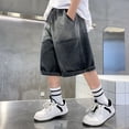 thumbnail image 3 of Uobin Boys Denim Shorts Summer Thin Gradient Casual Breathable Soft Blend Stretchy Waistband Toddler Everyday Wear, 3 of 8