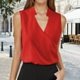 thumbnail image 2 of Women's Sleeveless V Neck Wrap Blouse Elegant Summer Casual Tunic Top Soft Comfy Chiffon Pleated Business Shirt, 2 of 2